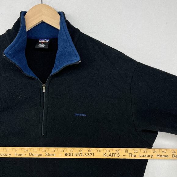 PATAGONIA Fleece Mens L Capilene 1/4 Zip Base Thermal Pullover Black USA VTG - Picture 13 of 15